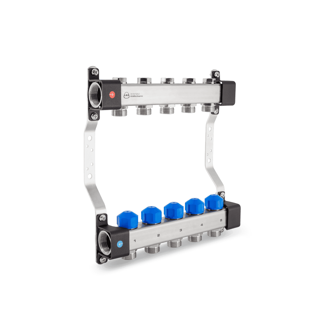 KAN-therm - Rozdělovače InoxFlow - Rozdělovače s regulačními ventily a ventily k elektrohlavicím - série UVS